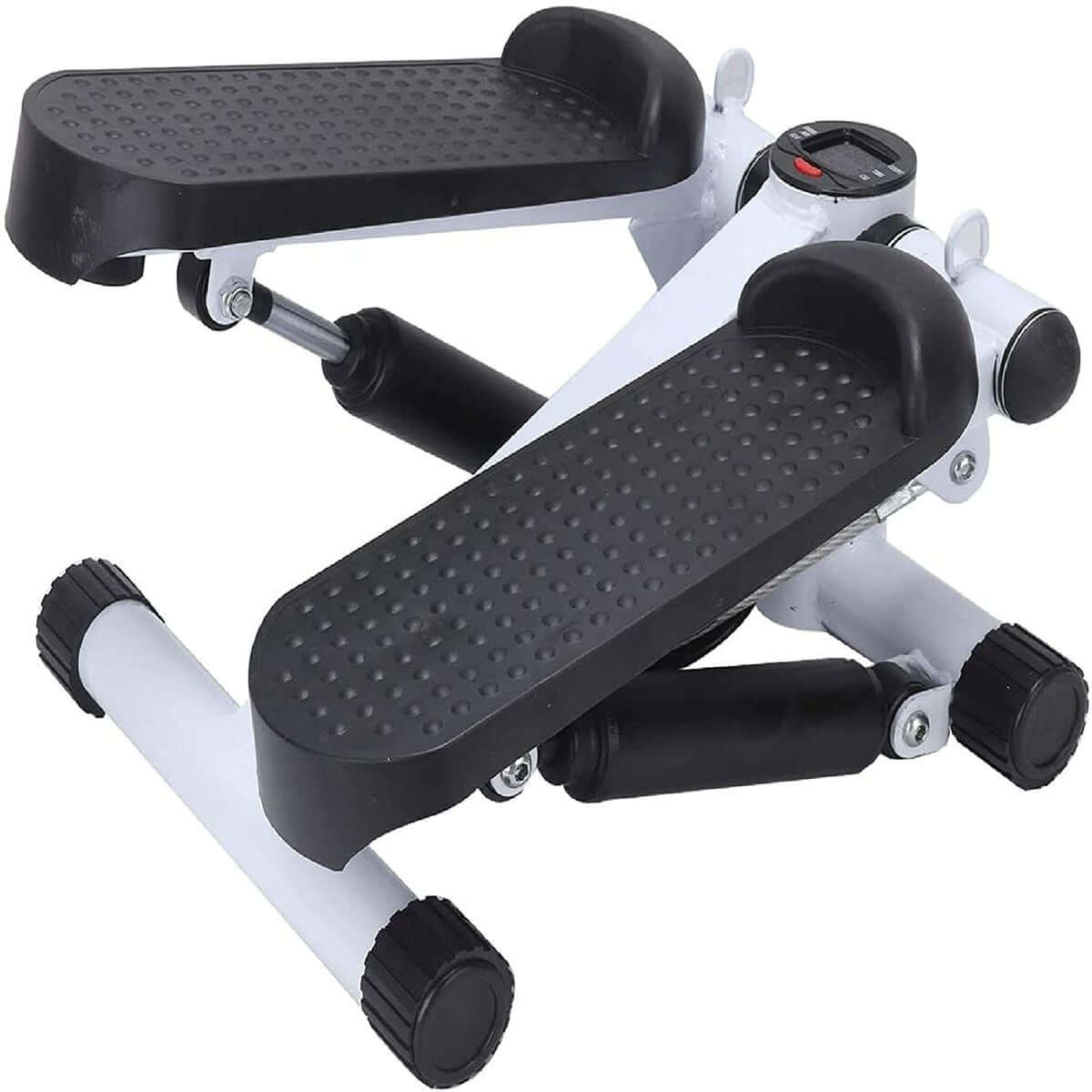 Fitness Exercise Stepper Bike with Resistance Bands-White & Black