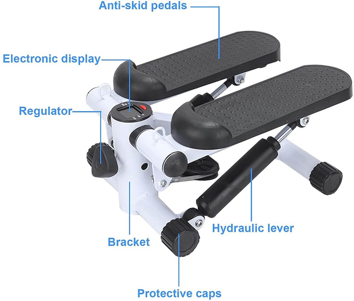 Fitness Exercise Stepper Bike with Resistance Bands-White & Black