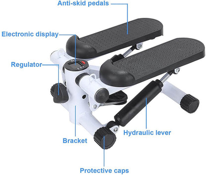 Fitness Exercise Stepper Bike with Resistance Bands-White & Black