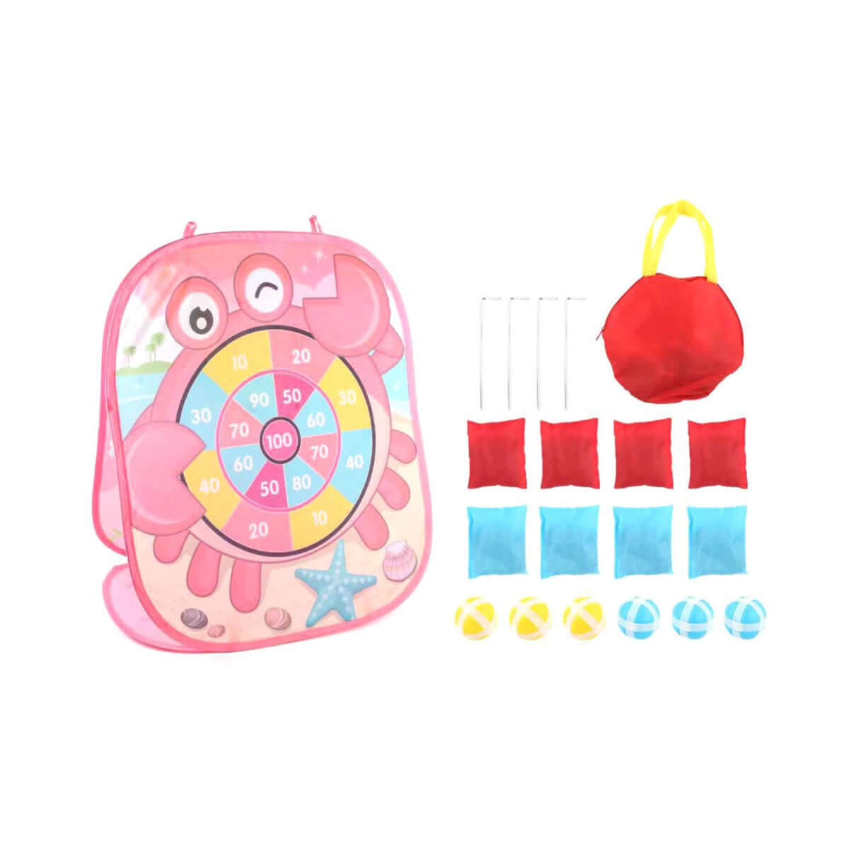 3 in 1 Bean Bag Toss Game Set Pink Crab